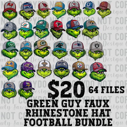 Faux Rhinestone Green Football Bundle